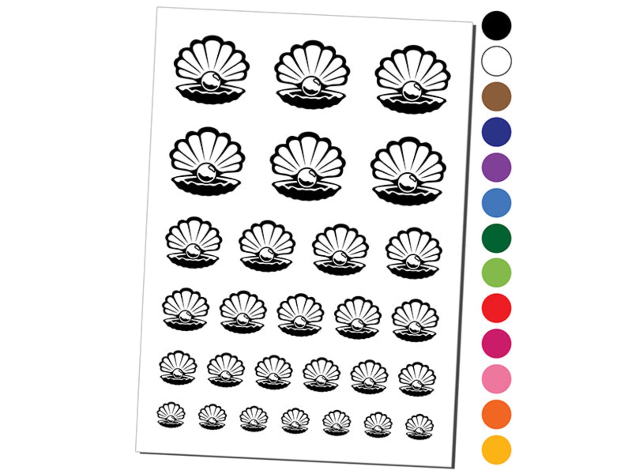 Oyster with Pearl Sea Shell Temporary Tattoo Water Resistant Fake Body Art Set Collection
